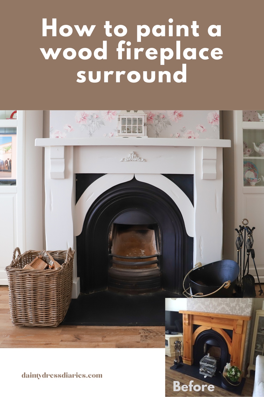 How to paint a wood fireplace surround Dainty Dress Diaries