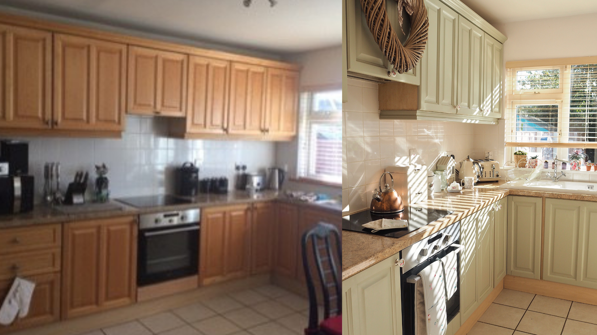 Painted kitchen before and after