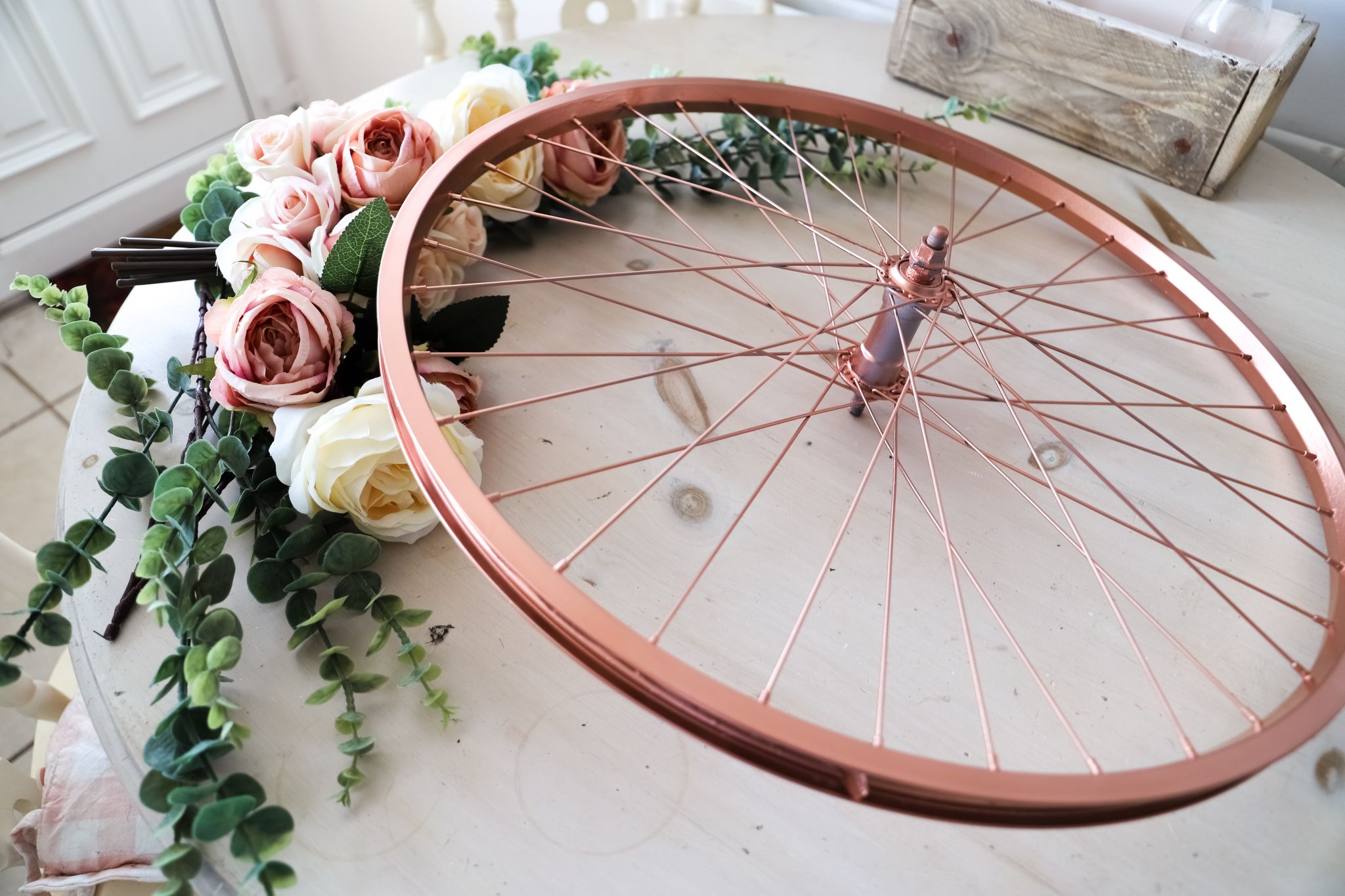 Repurposed and recycled bike wheel