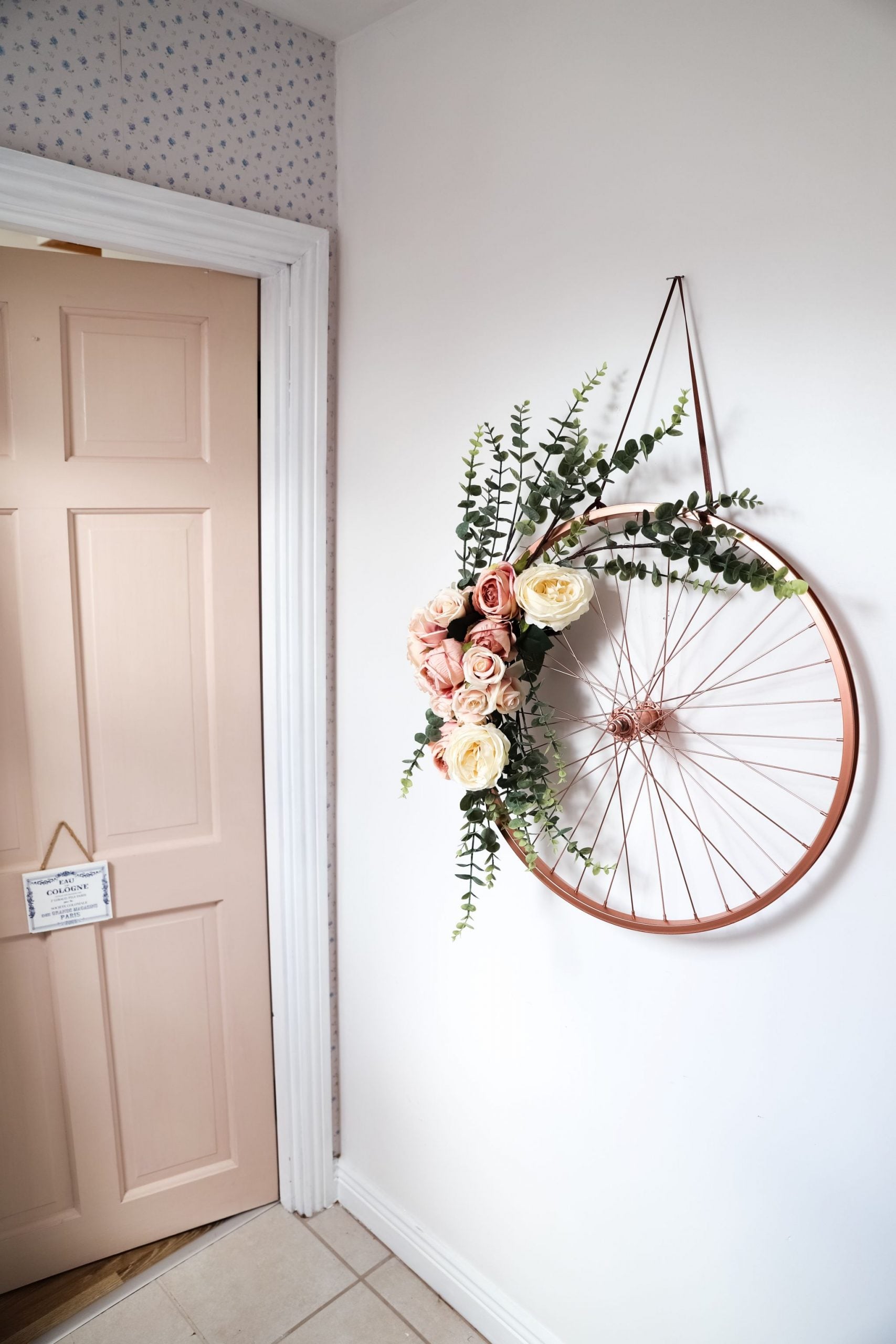 Repurposed and recycled bike wheel