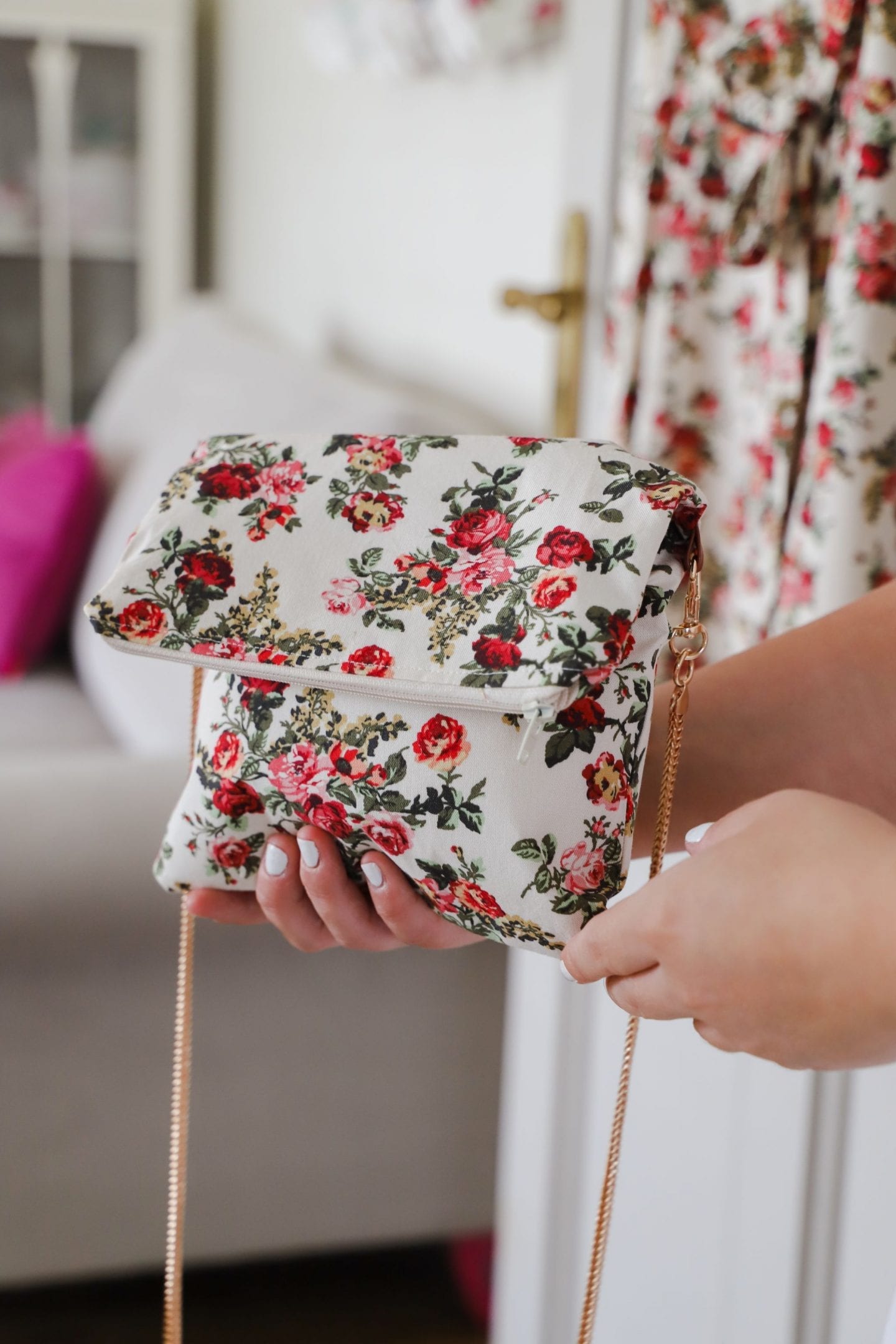 Diy scrap fabric fold over pouch