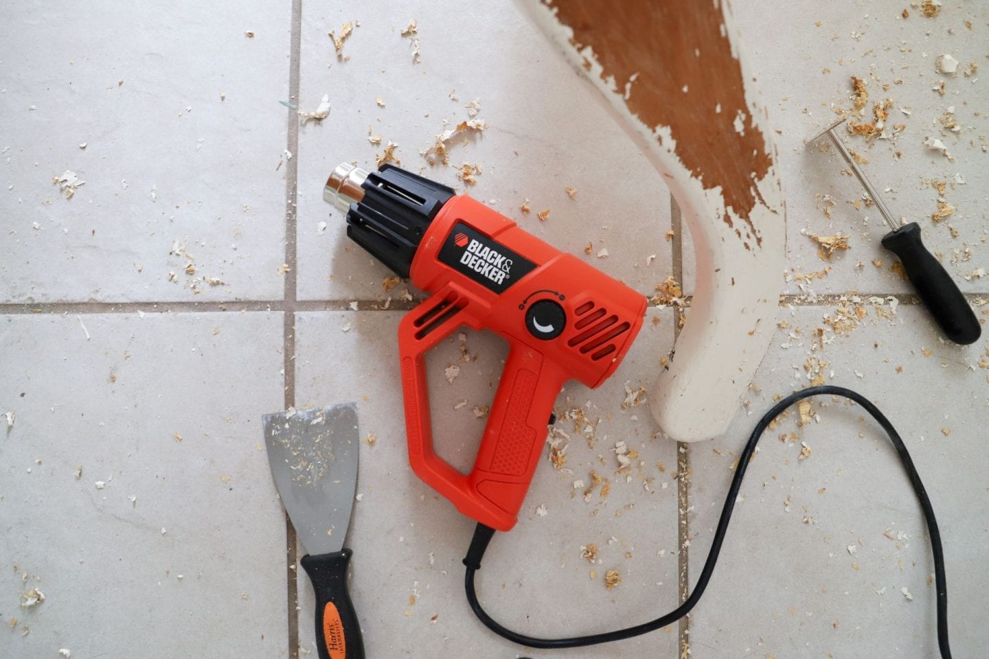 Using a heat gun to strip paint