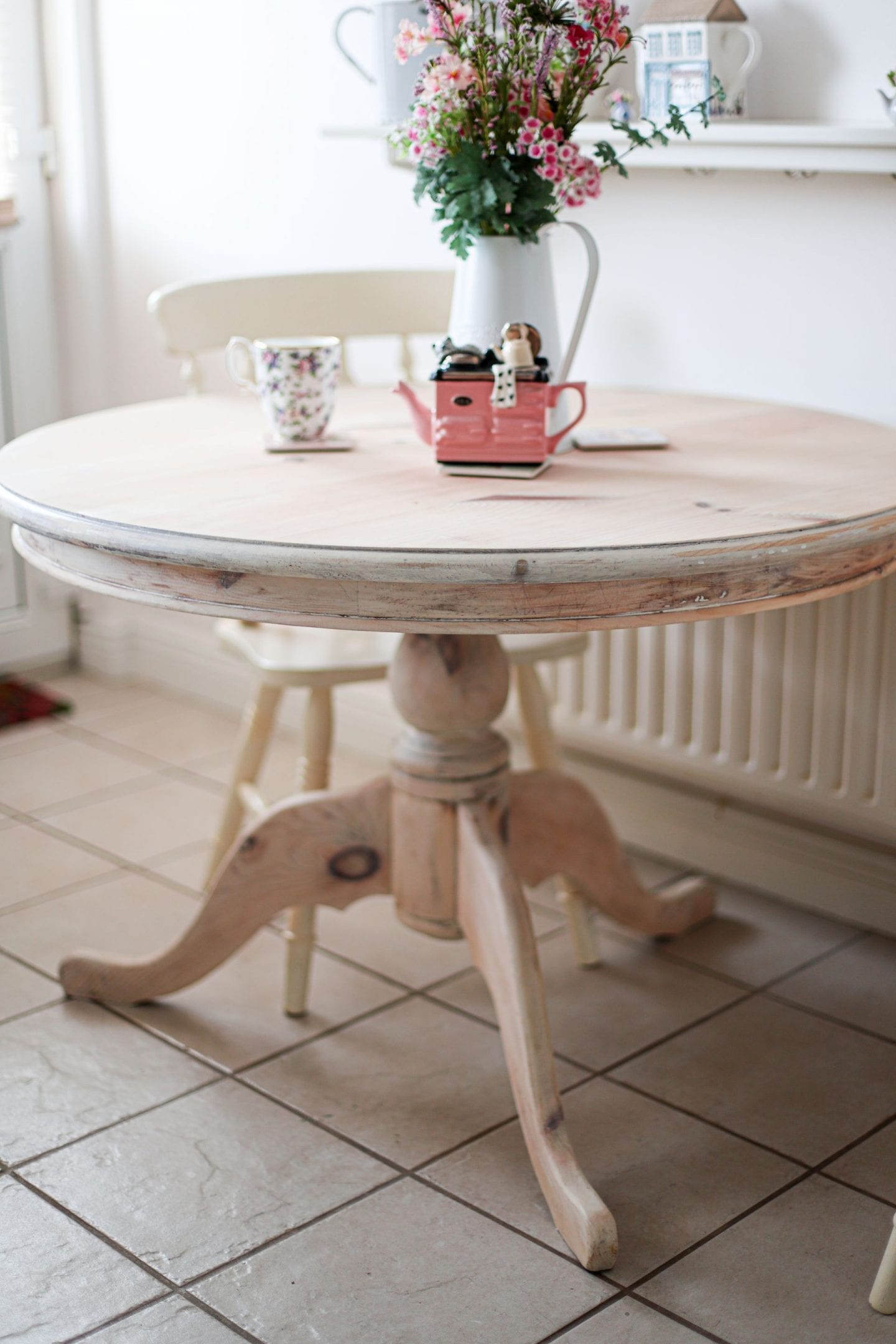 Whitewashed farmhouse kitchen table