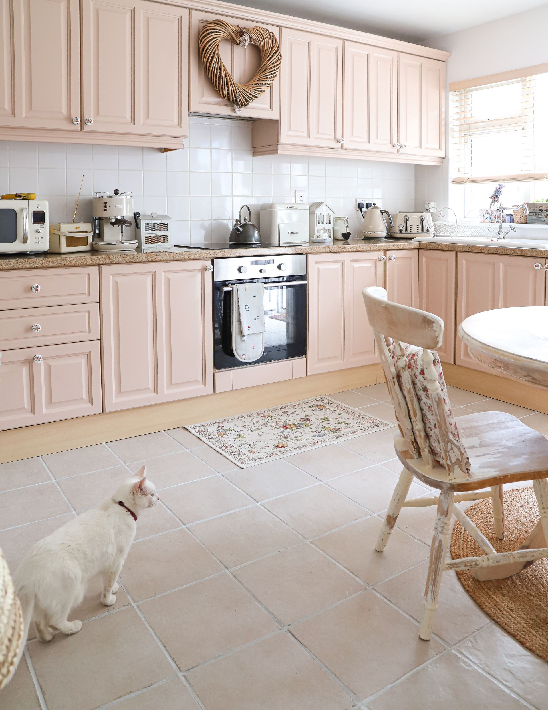 My Hand Painted Pink Kitchen Cabinet