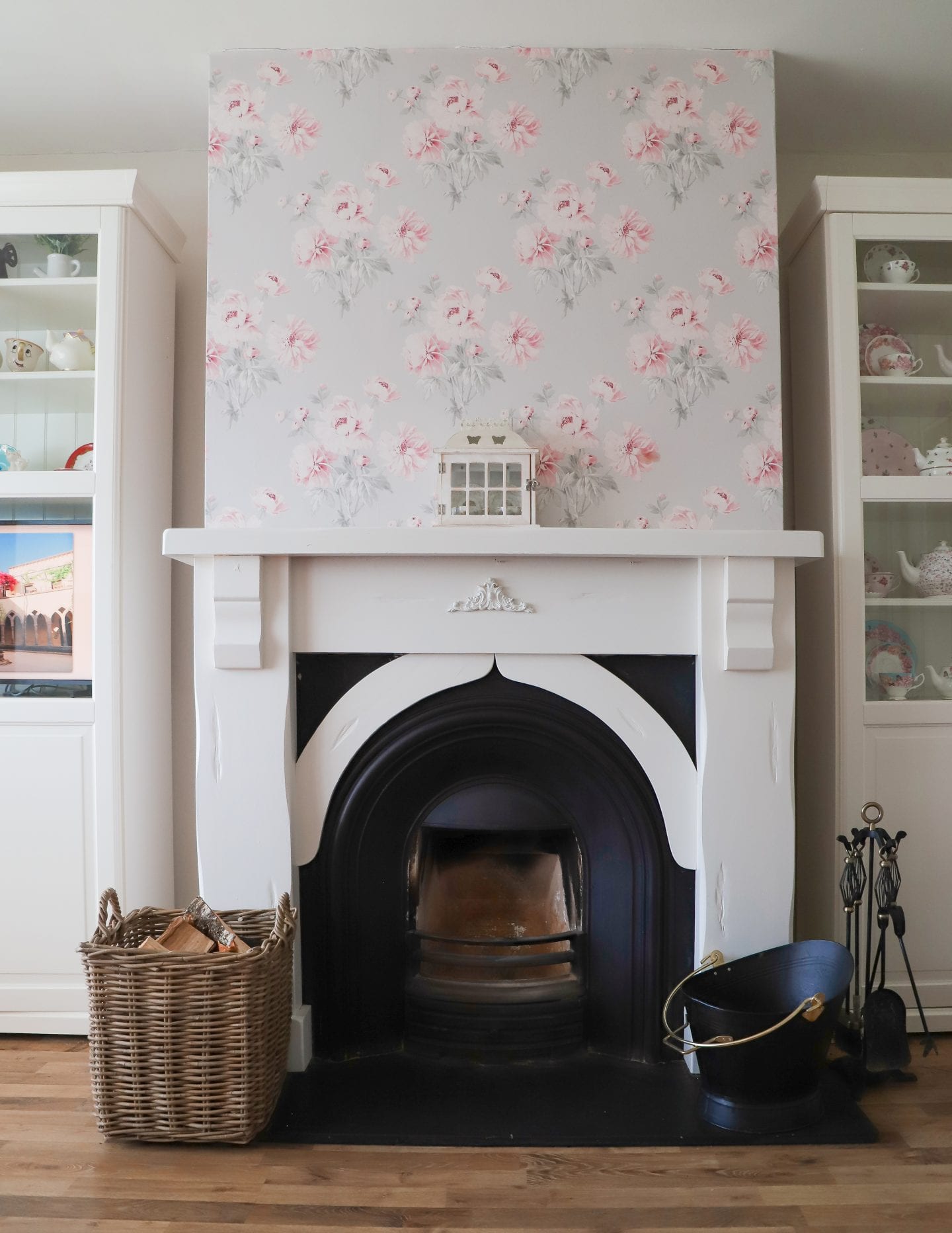 faux built ins around fireplace