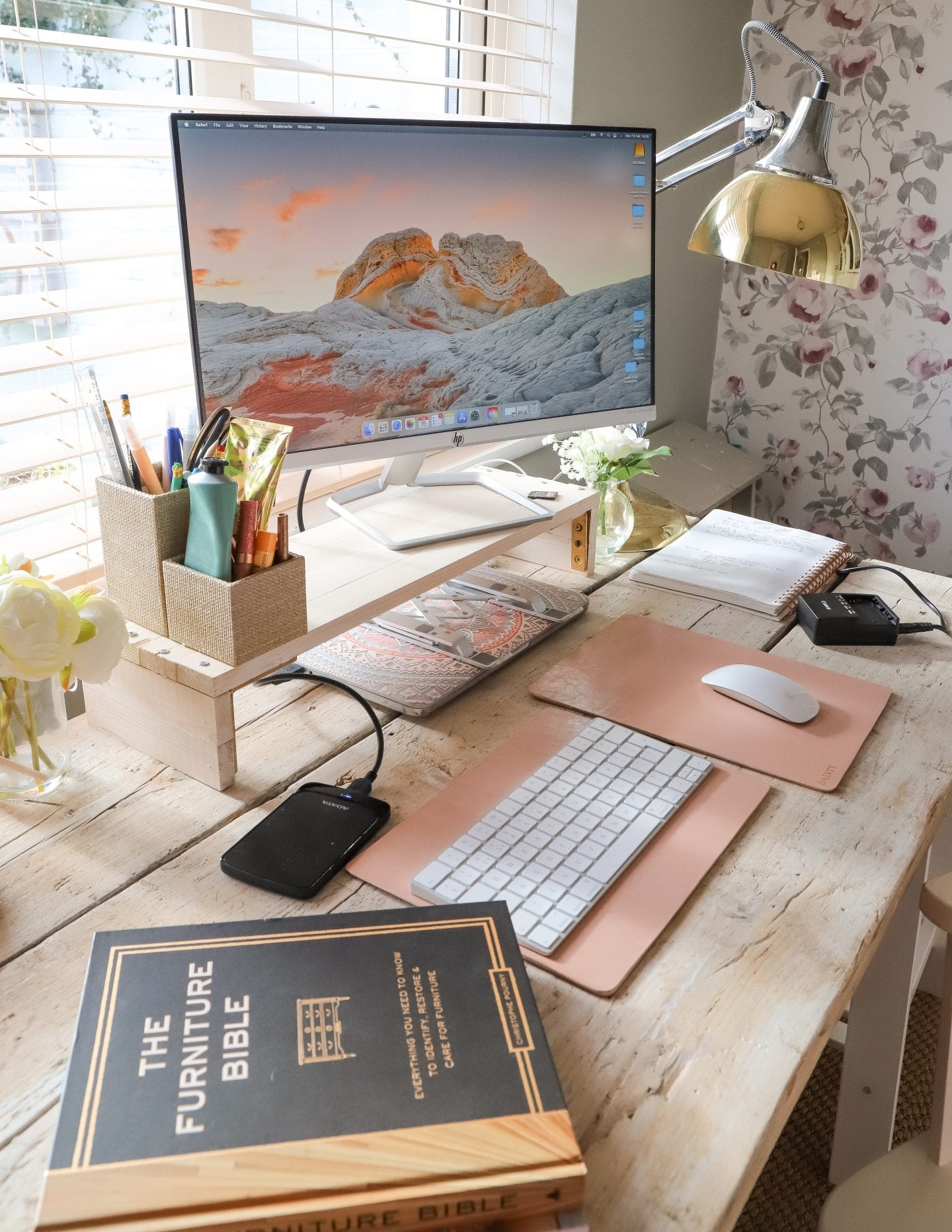 Working from home desk set up