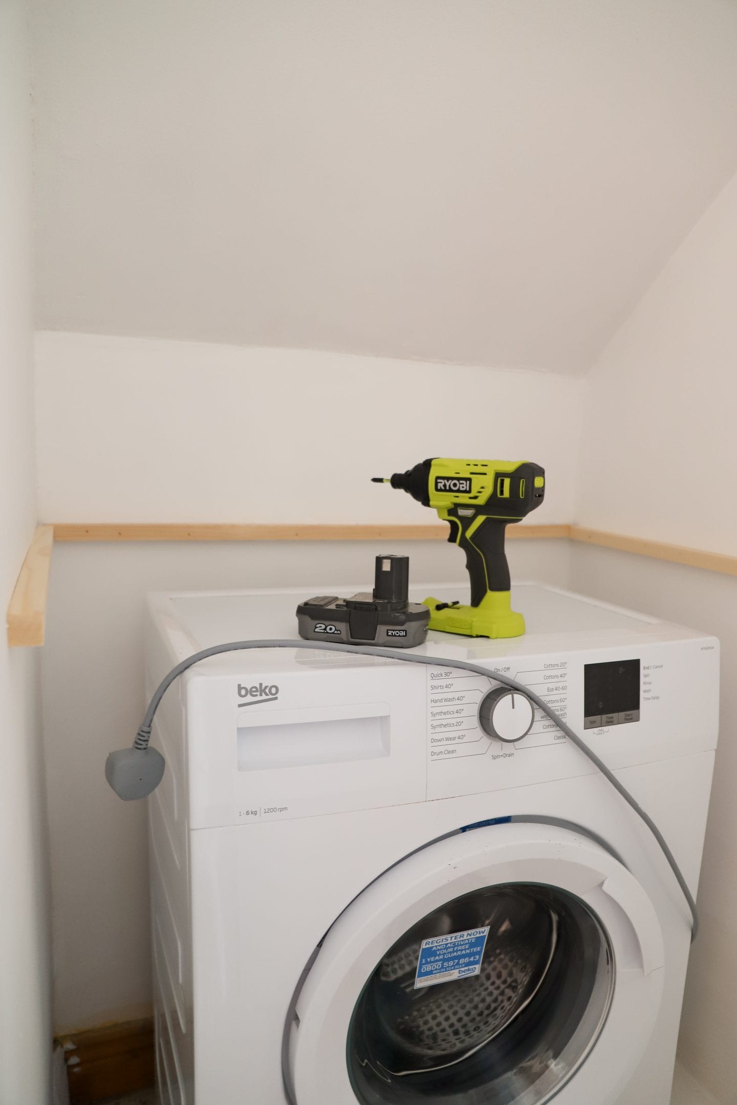 Creating a shelf in laundry room. 