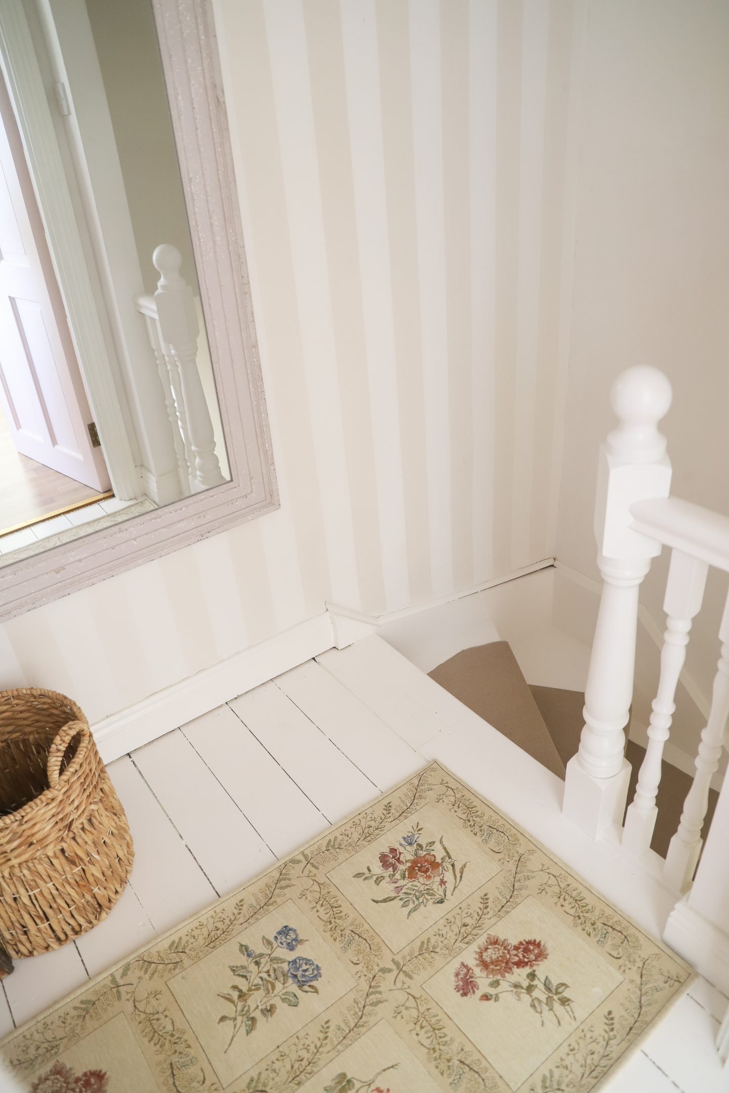DIY stair makeover using Ikea SÖLLINGE rugs.