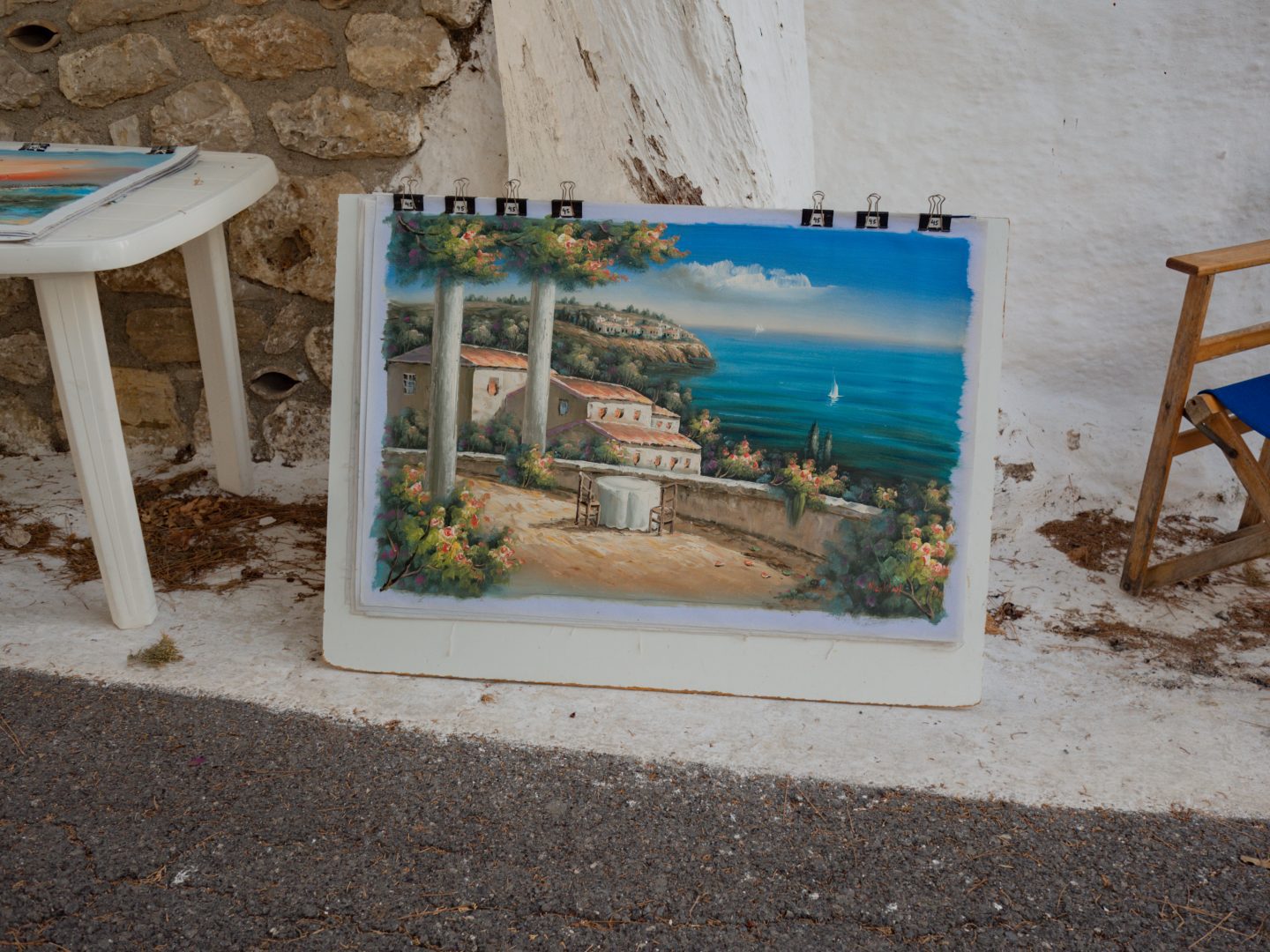 Greek island oil painting. 