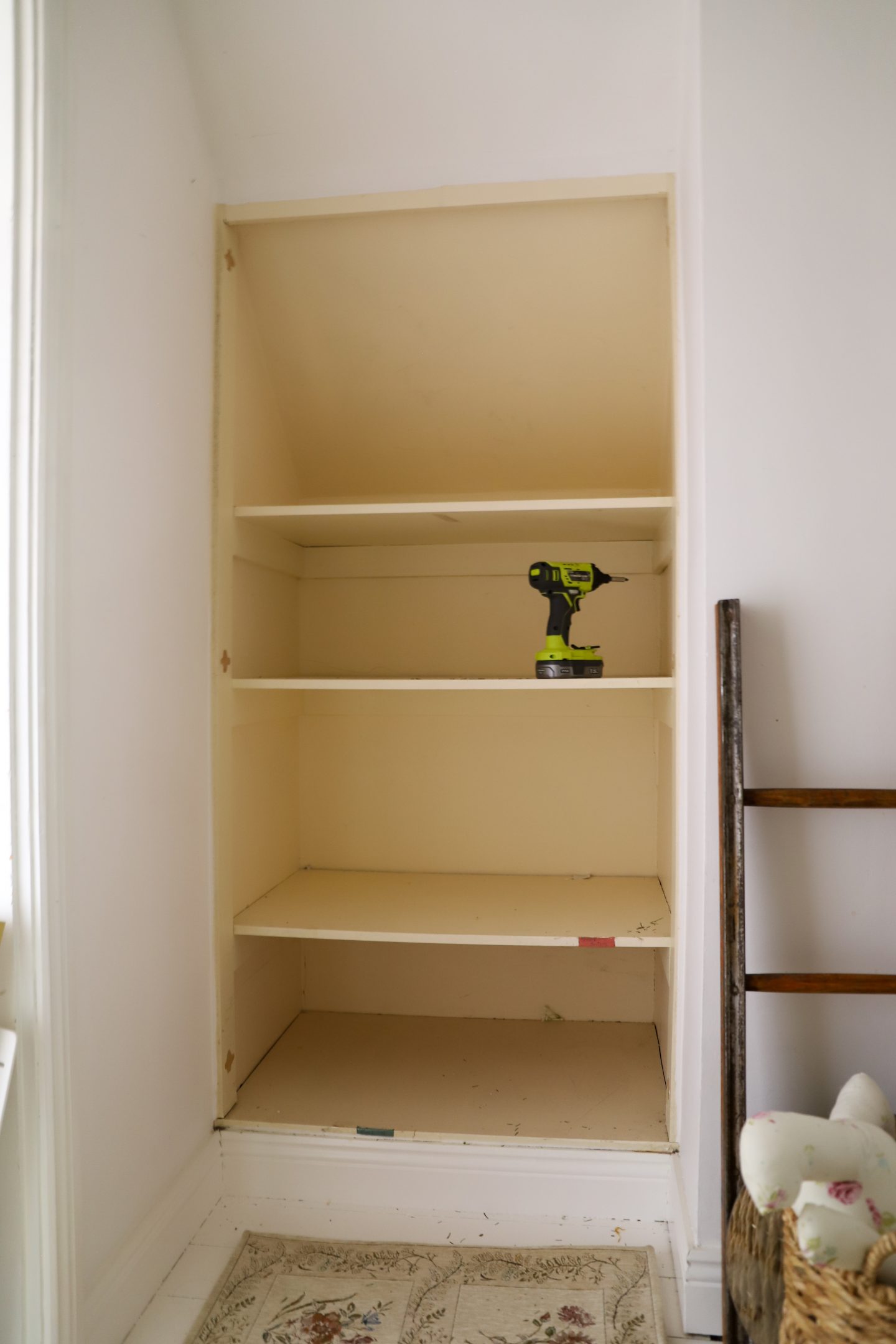 Decluttered Cupboard getting a paint job