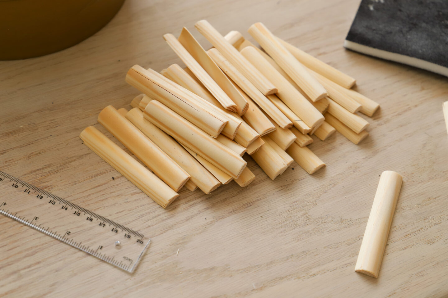 Cut wood trim.