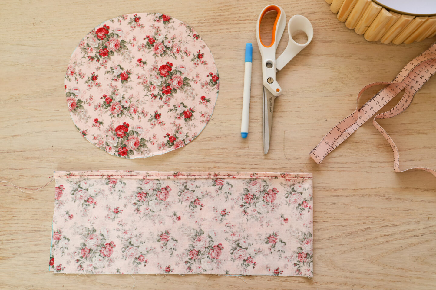 DIY fabric liner for a gift box.