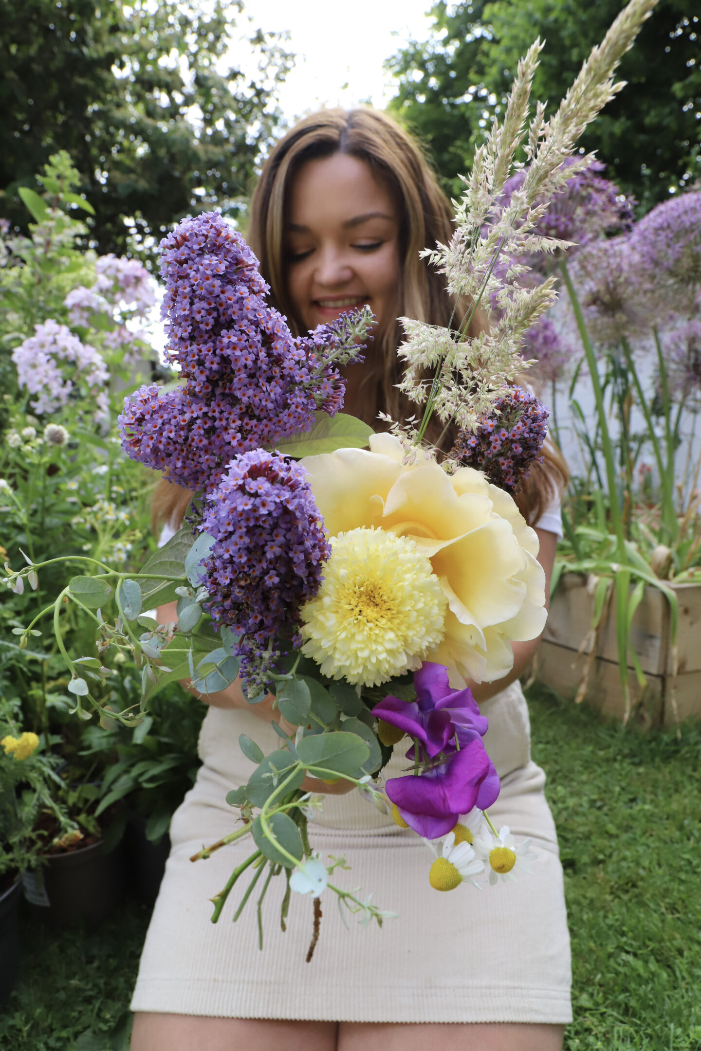 flower bouquet with sweet peas